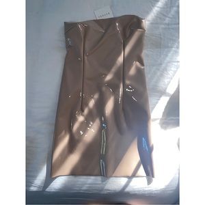 Nude patent leather dress